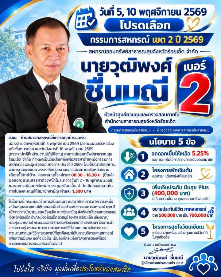 โปสเตอร์จดหมายถึงสมาชิกและนโยบาย 5 ข้อ